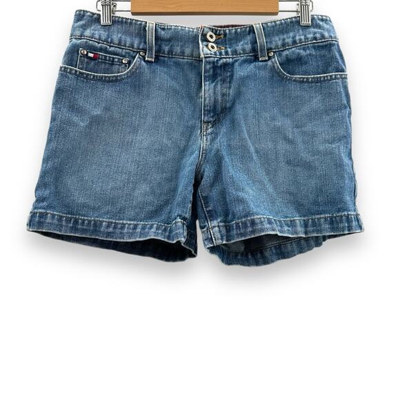 Vintage Tommy Hilfiger Medium Wash High‎ Rise Denim Shorts Sz 8 - Picture 1 of 9